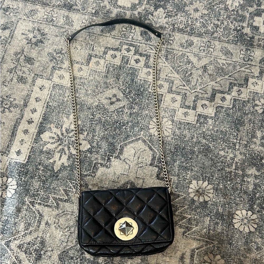 Kate Spade Black Quilted Crossbody Bag with Gold Accents - Picture 1 of 7